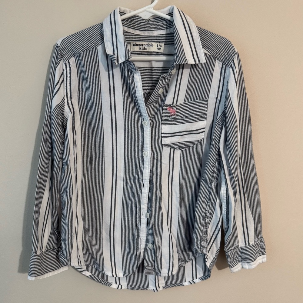 Abercrombie Kids Sz 5/6 Boys Spring Easter Long Sleeve Button Down Striped Shirt